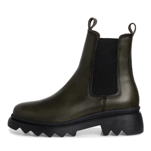 Chunky Pull On Chelsea Boots - Olive