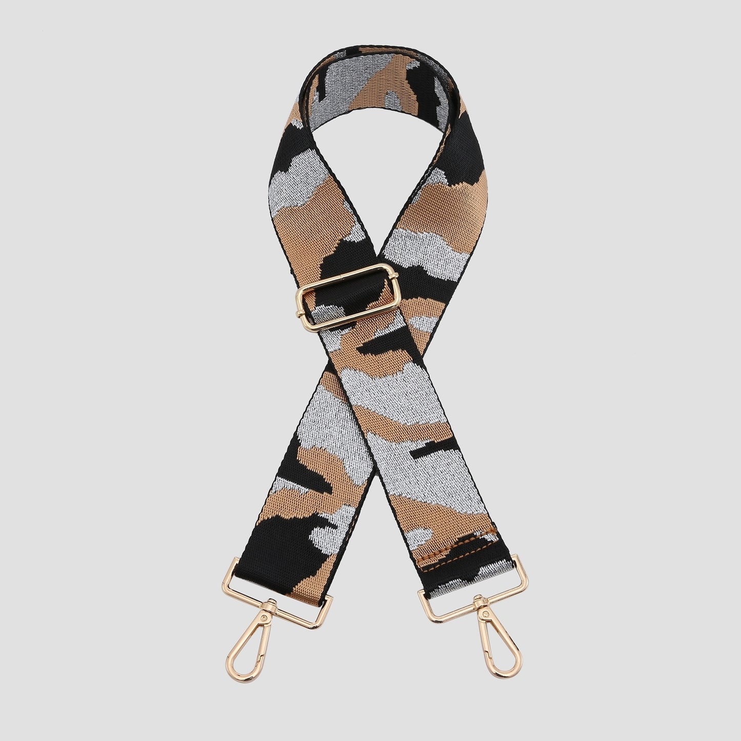 Camo Bag Strap - Metallic Camel/Black/Silver