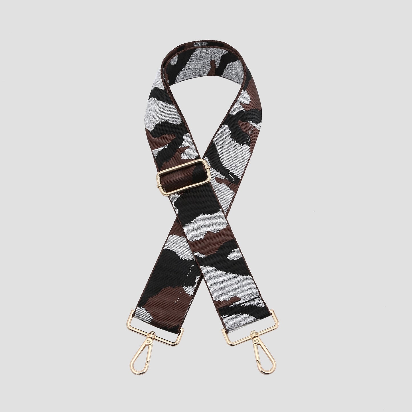 Camo Bag Strap - Metallic Coffee/Black/Silver