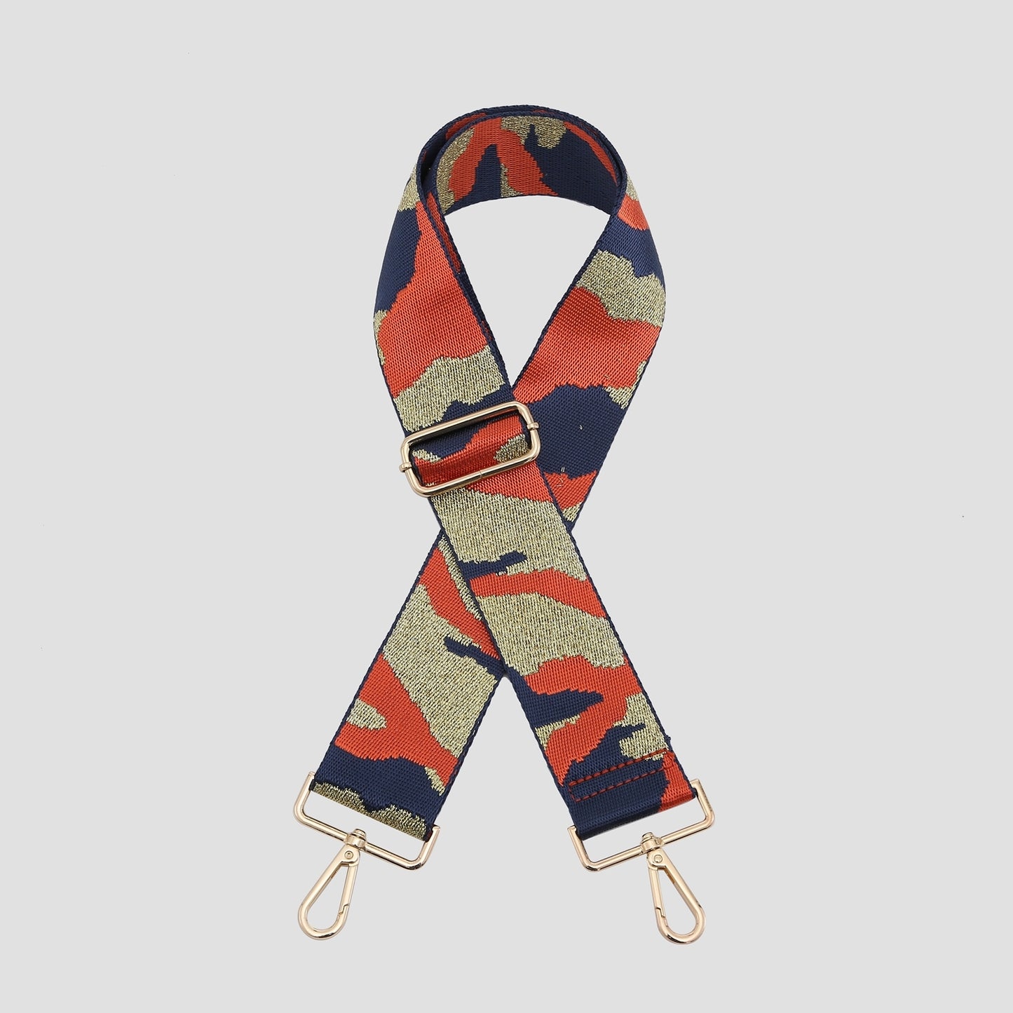 Camo Bag Strap - Metallic Orange/Navy/Gold
