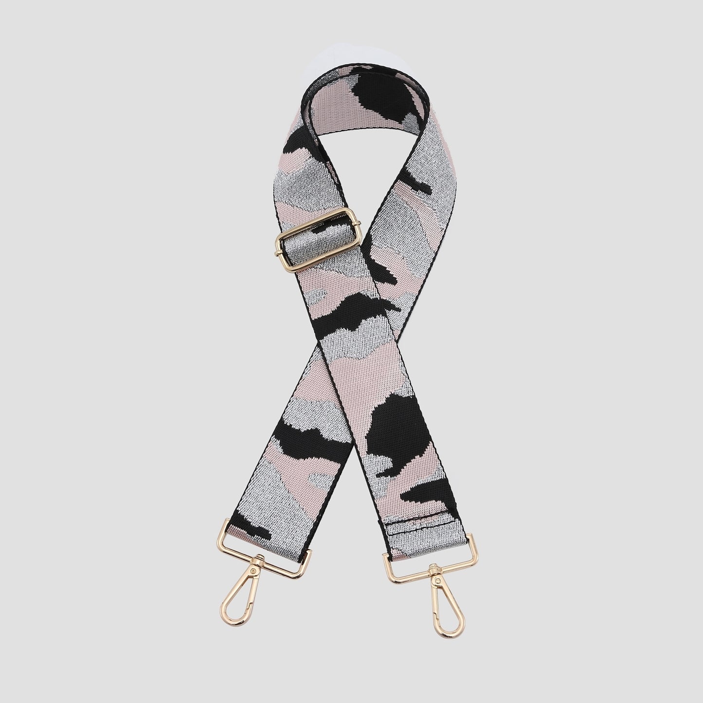 Camo Bag Strap - Metallic Pink/Black/Silver