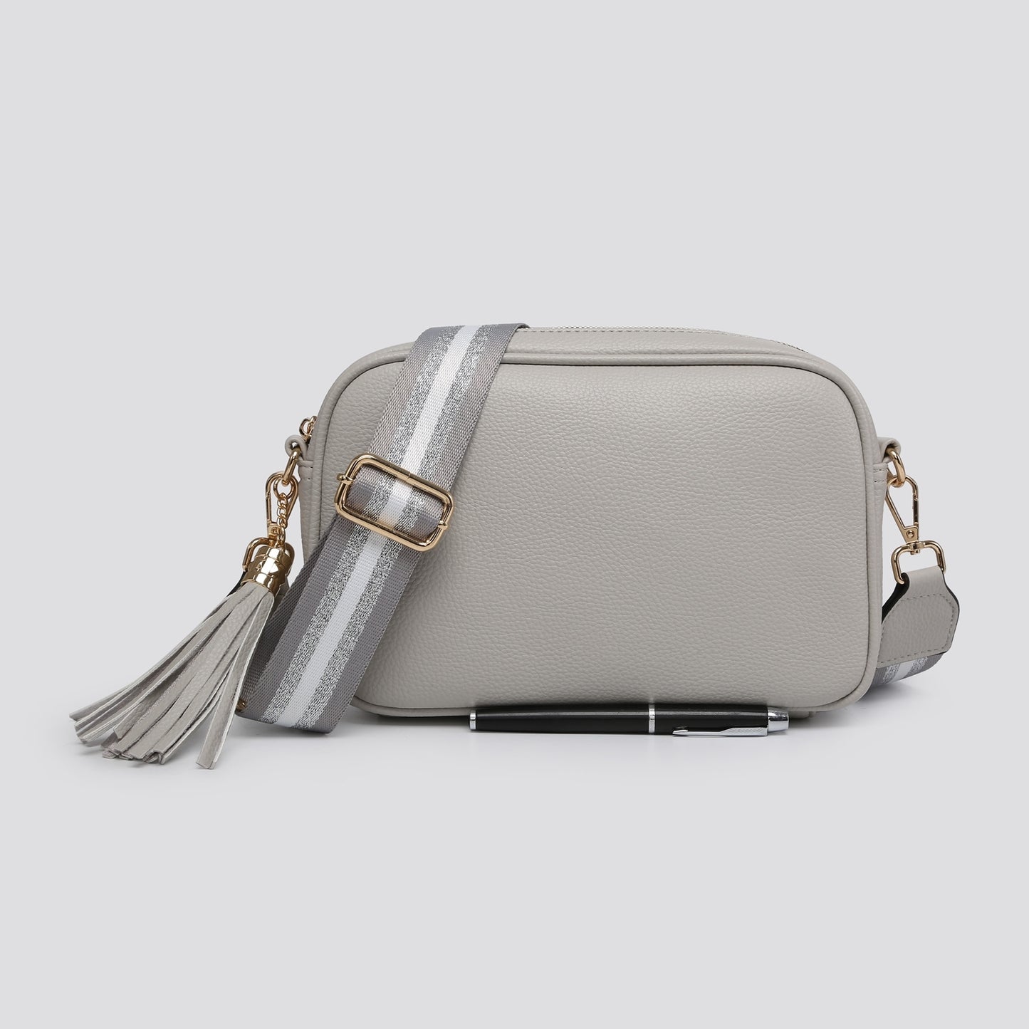 Camera Bag with Metallic Strap - Pale Grey