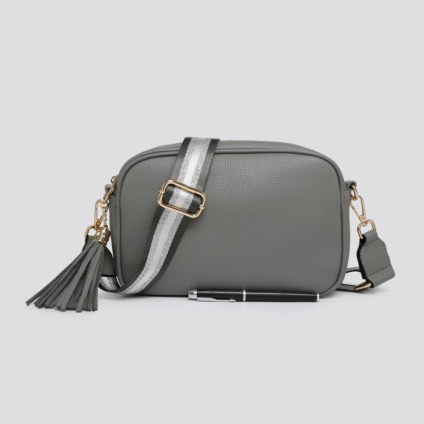 Camera Bag with Metallic Strap - Grey