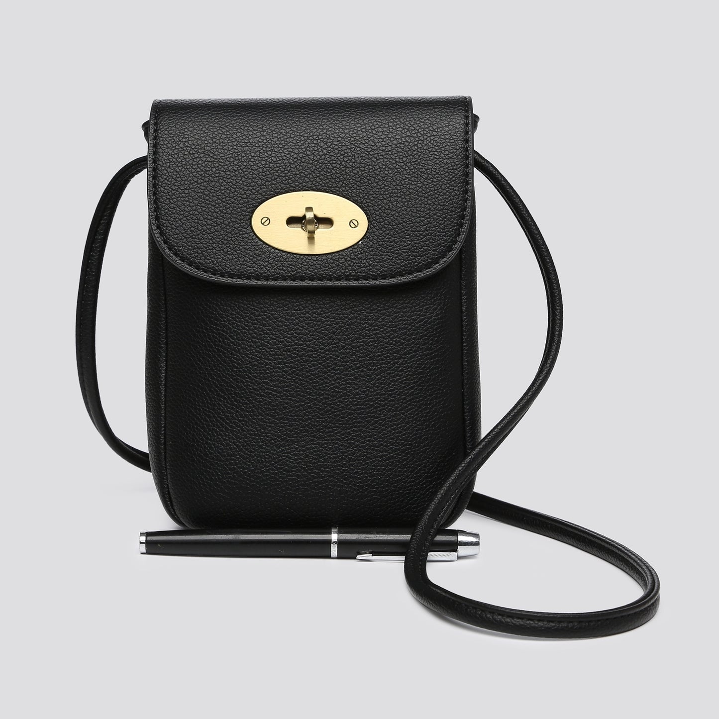 Cross Body PU Phone Bag - Black