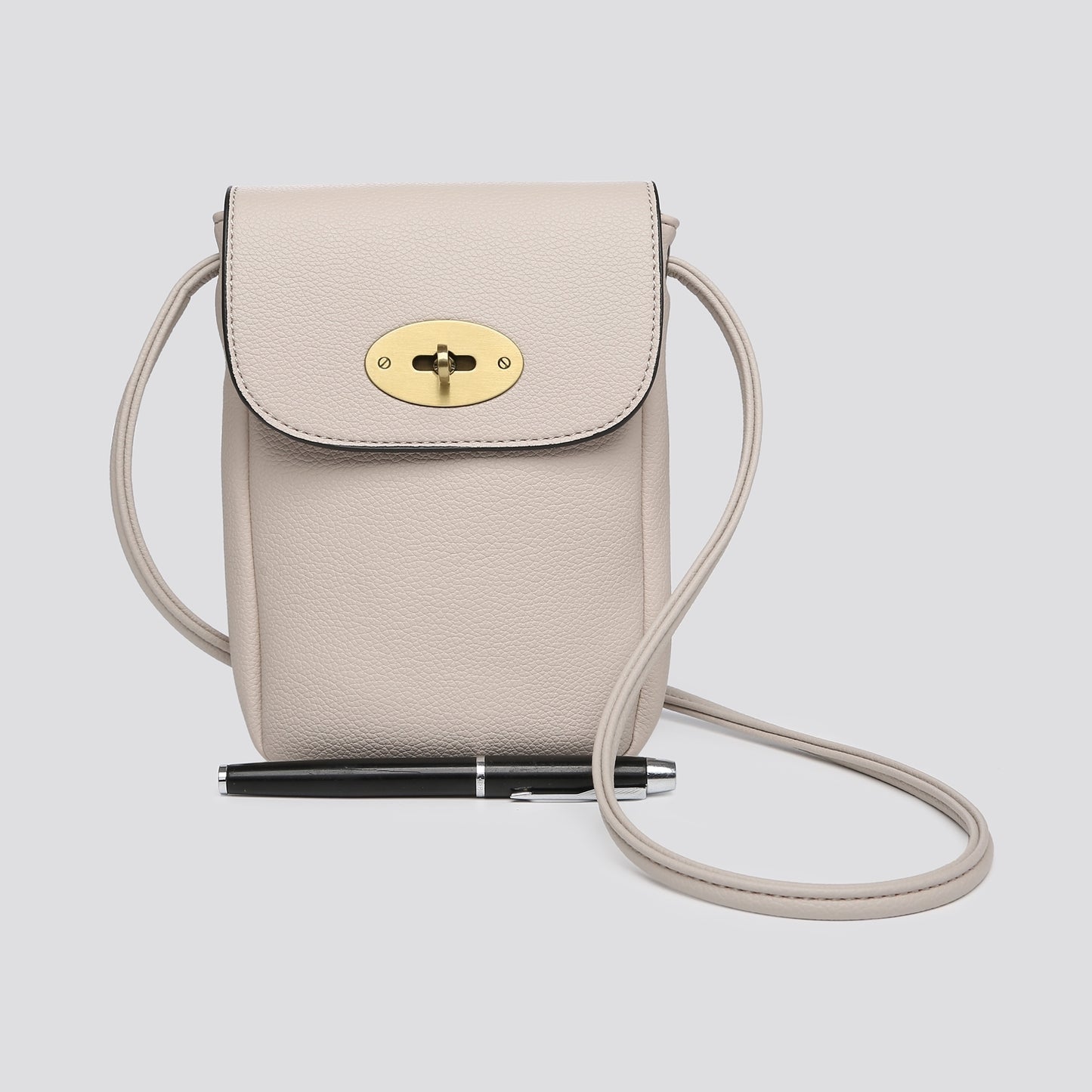 Cross Body PU Phone Bag - Nude