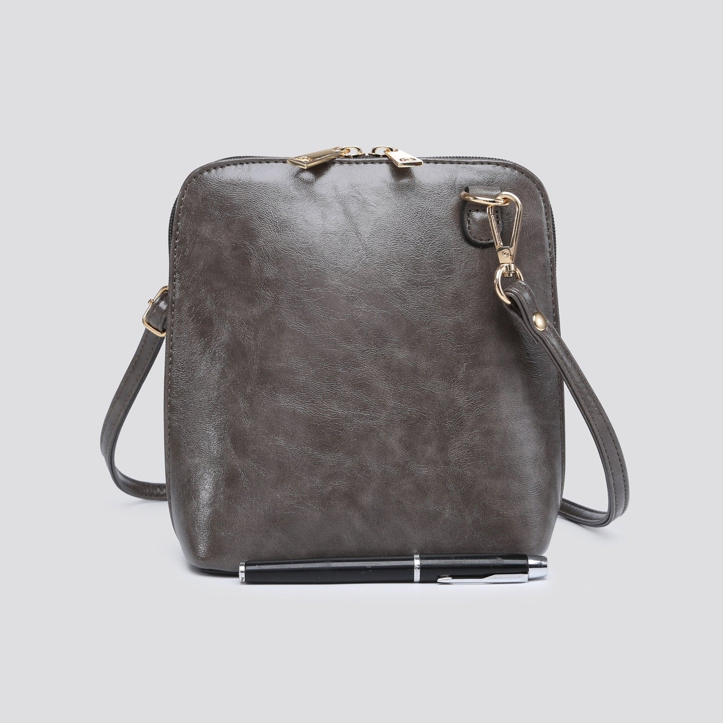 PU Square Cross Body Bag - Dark Grey
