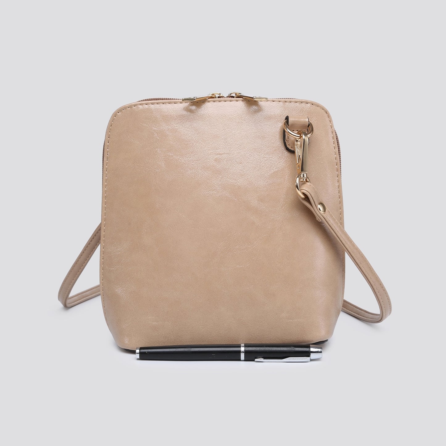PU Square Cross Body Bag - Camel