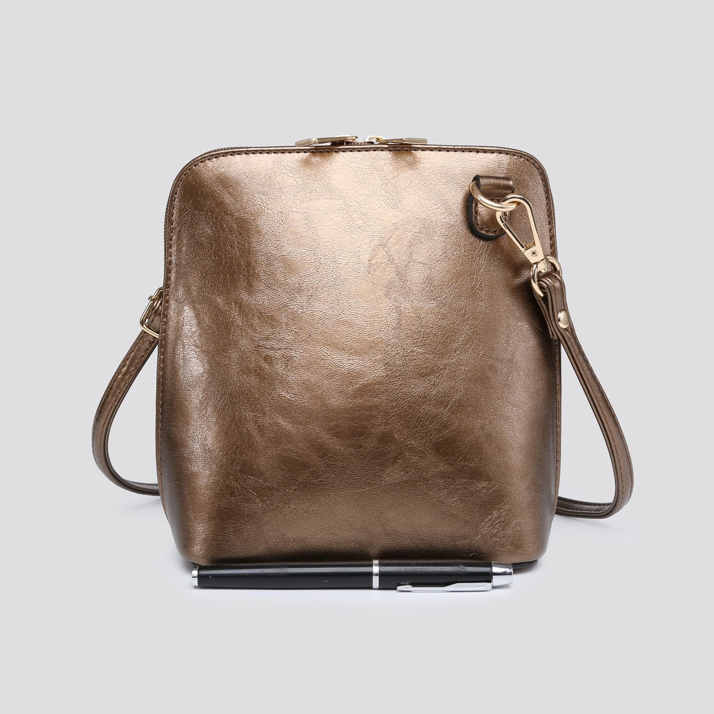 PU Square Cross Body Bag - Bronze