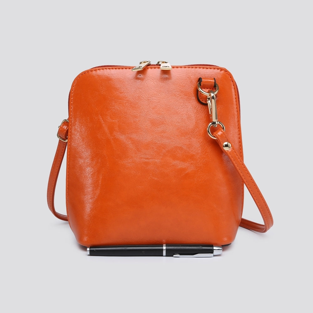 PU Square Cross Body Bag - Orange