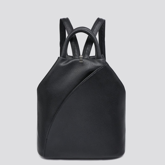Faux Leather Backpack - Black