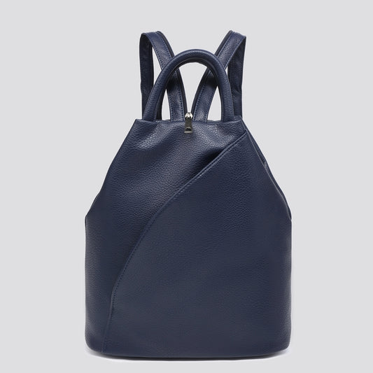 Faux Leather Backpack - Navy