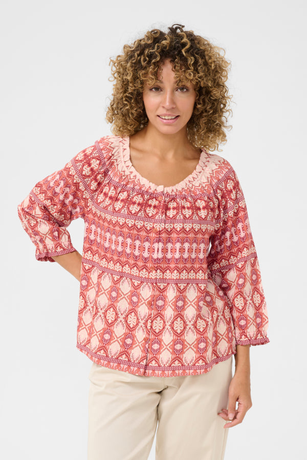 Tiah Frill Shirt - Ethnic Geometric
