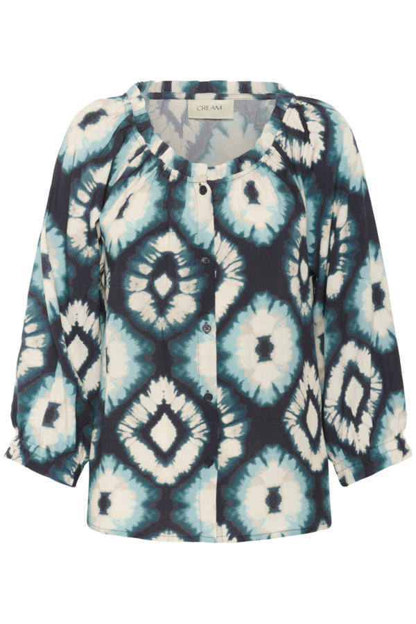 Tiah Frill Shirt - Aqua Tie Dye