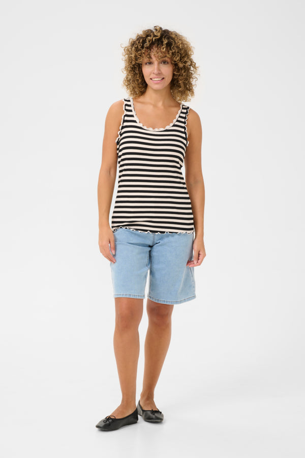 Ribba Stripe Top - Pitch Black Stripe