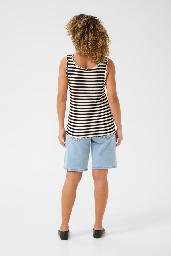Ribba Stripe Top - Pitch Black Stripe