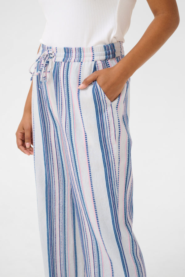 Miva Stripe Pants - Pink Blue Stripe
