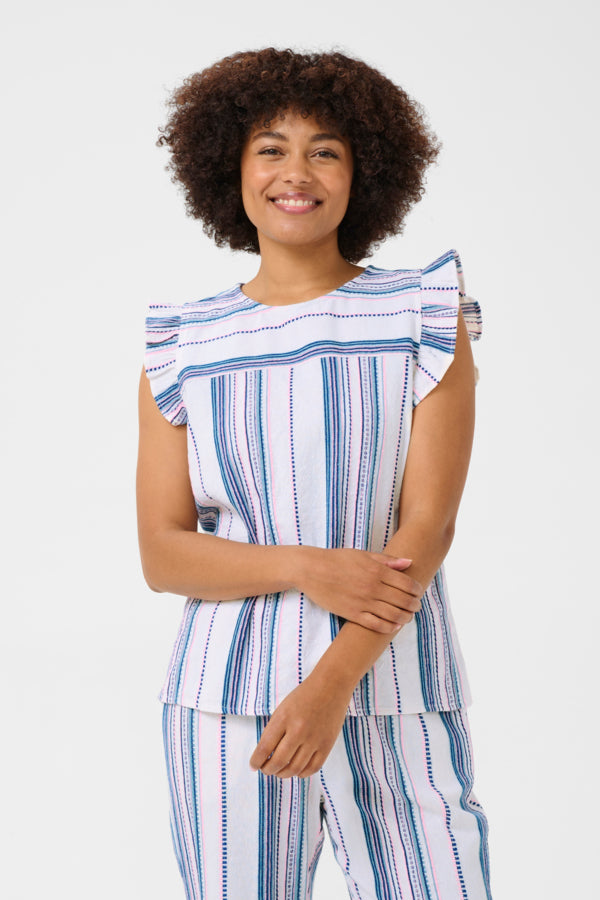 Miva Top - Pink Blue Stripe