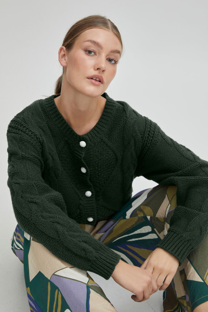 Marla Cotton/Wool Blend Cardigan - Mountain View
