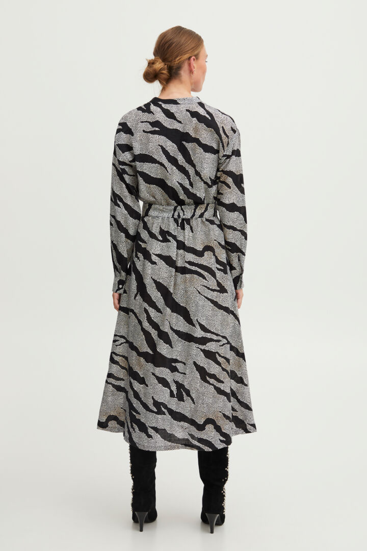 Tilly Long Dress - Black Printed