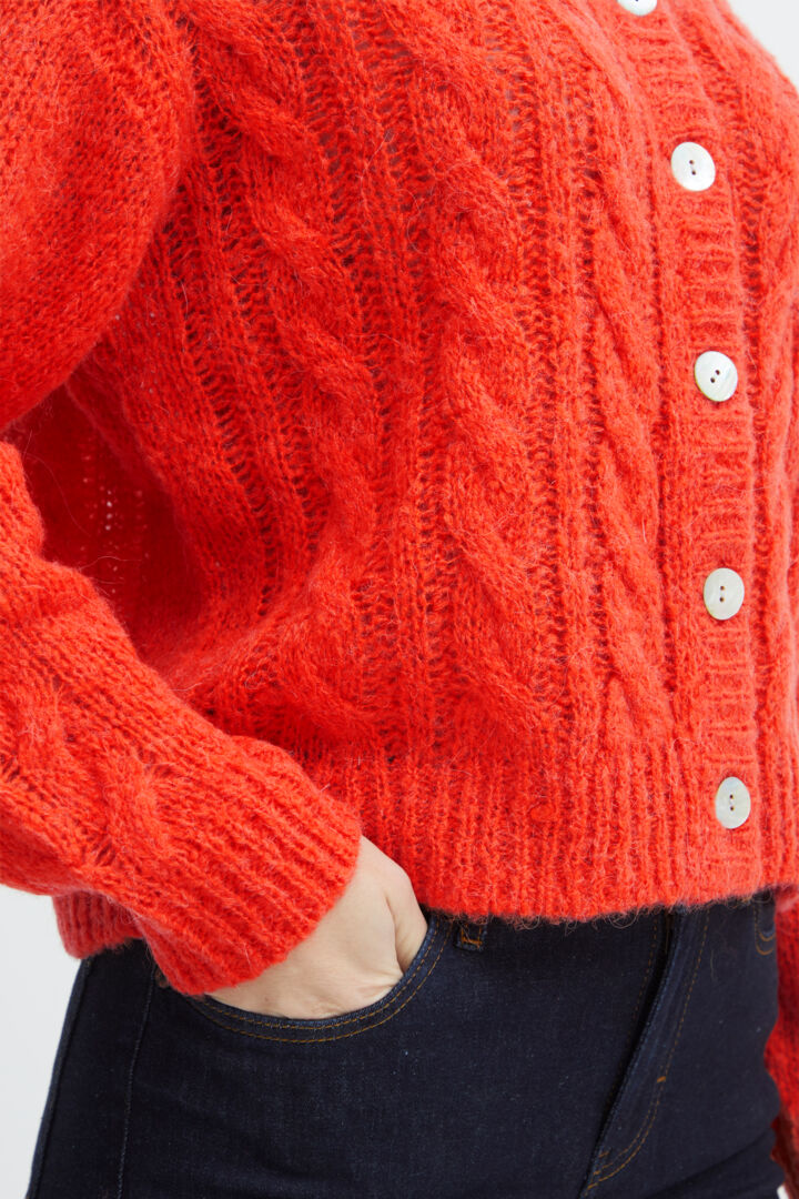 Sophia Wool/Alpaca Blend Cardigan - Cherry Tomato