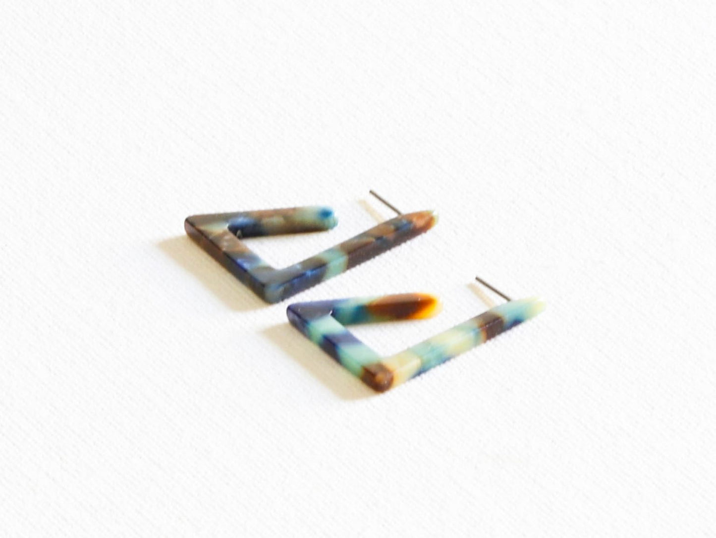Olivia Resin Open Triangle Earrings - Green