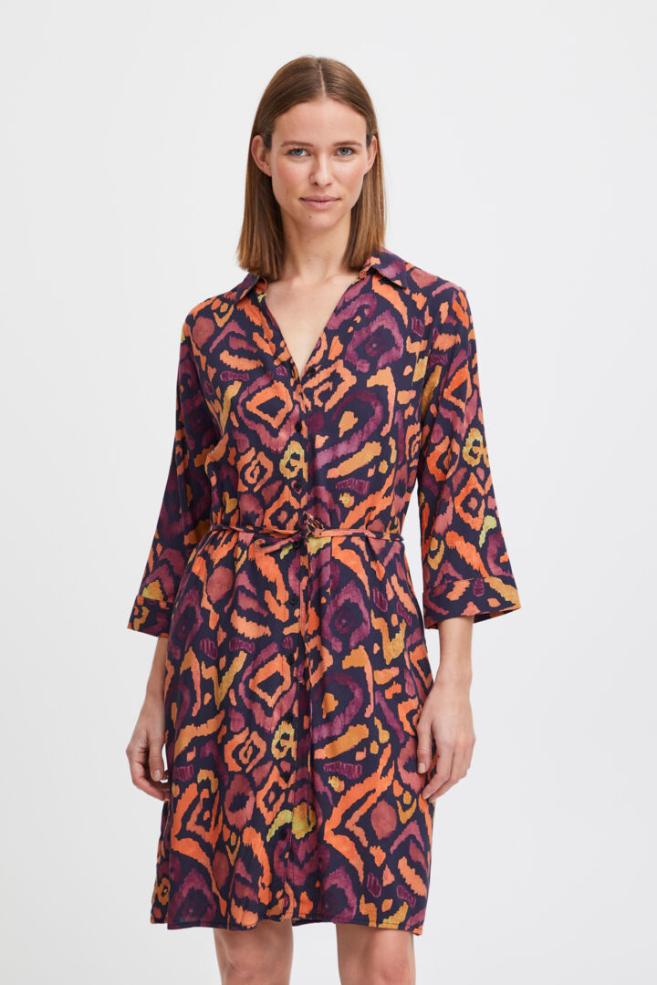 Joella Shirt Dress - Black Ikat Mix