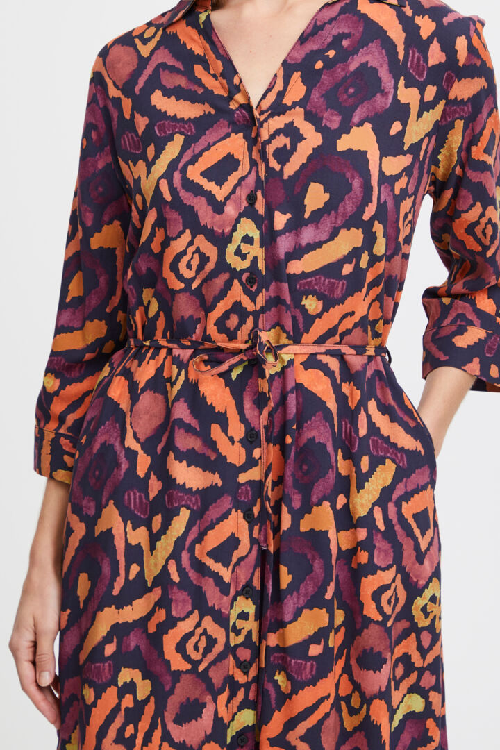 Joella Shirt Dress - Black Ikat Mix