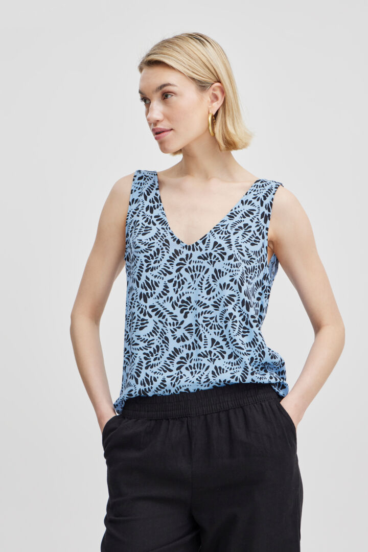 Joella Top - Vista Blue Stencil