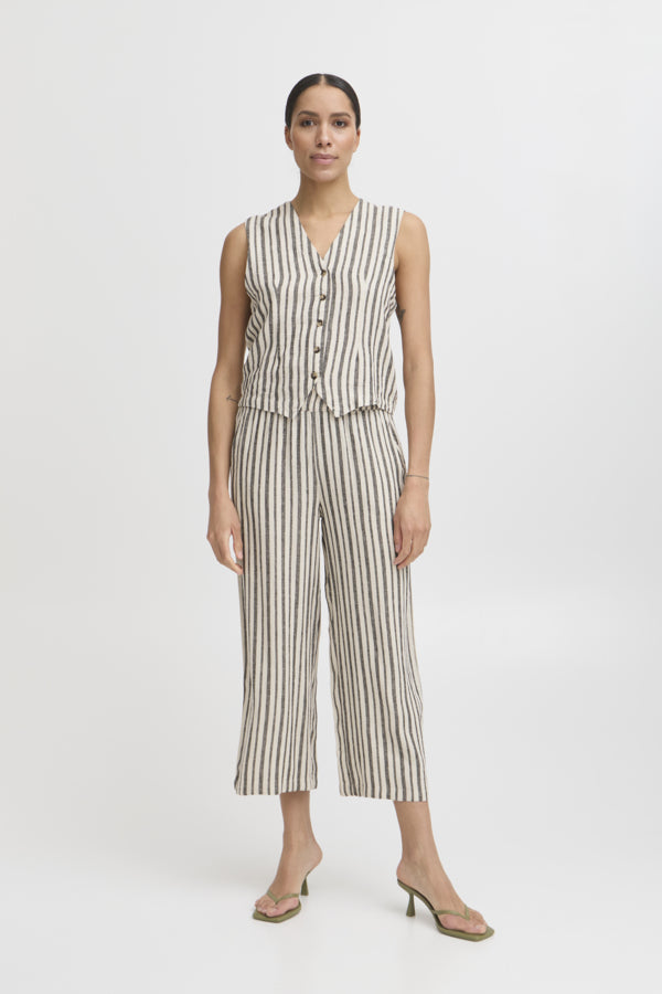 Falakka Cropped Pants - Rainy Day Stripes