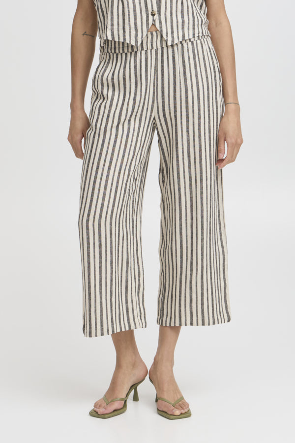 Falakka Cropped Pants - Rainy Day Stripes