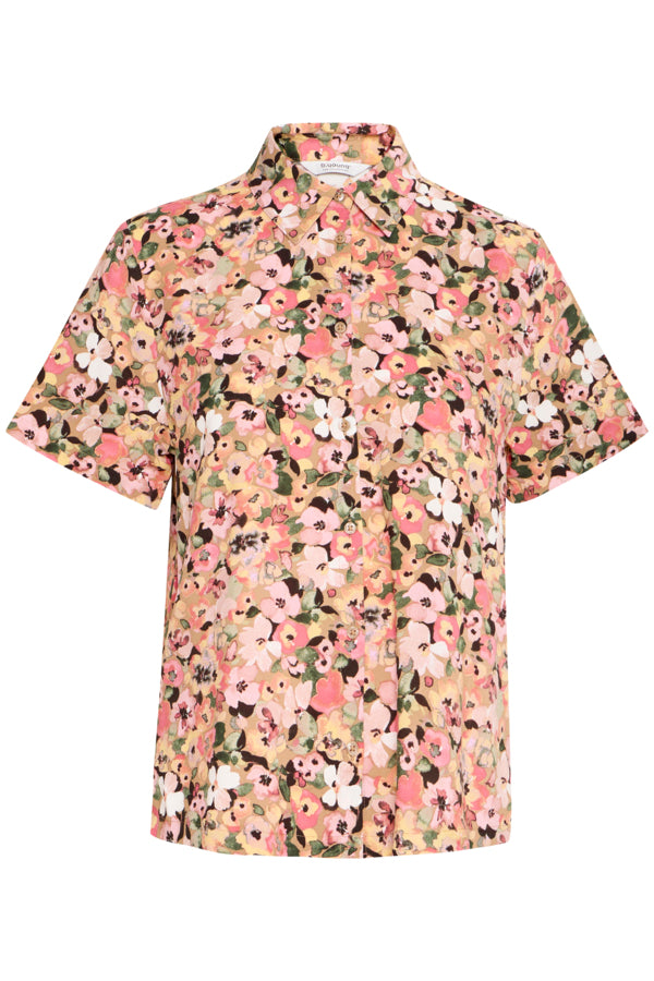 Joella Crop Shirt - Coral Blush Flower