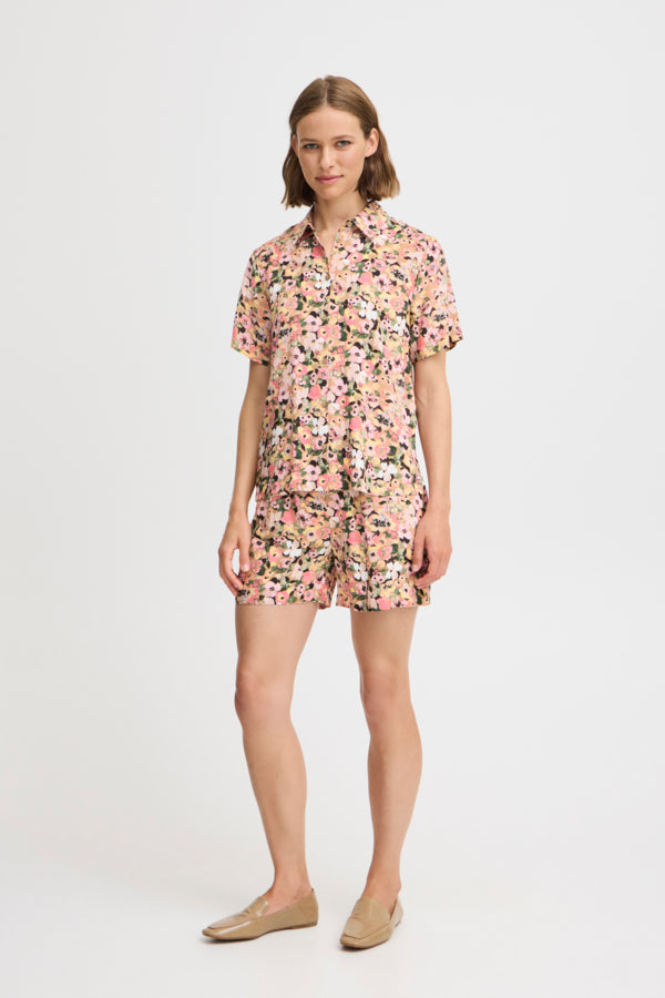 Joella Crop Shirt - Coral Blush Flower