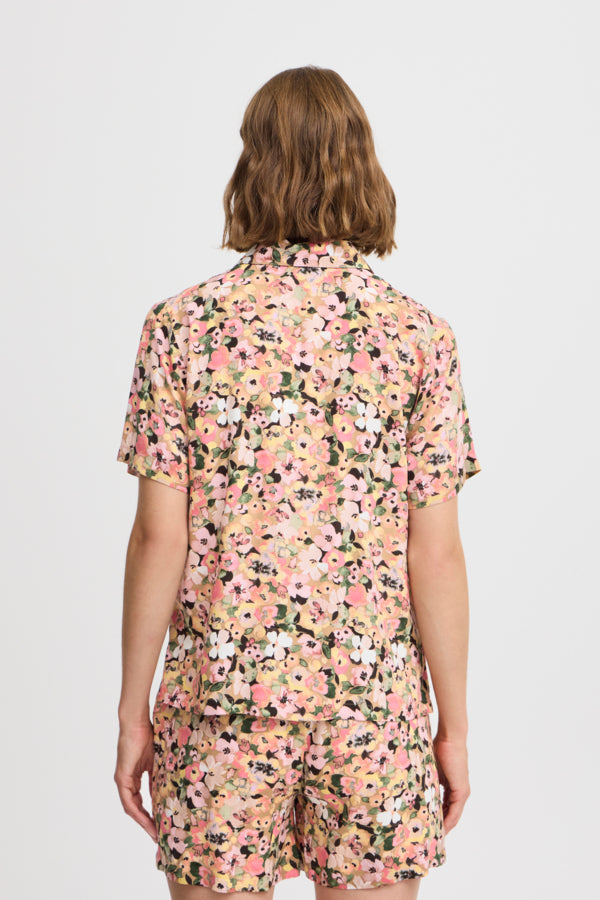 Joella Crop Shirt - Coral Blush Flower
