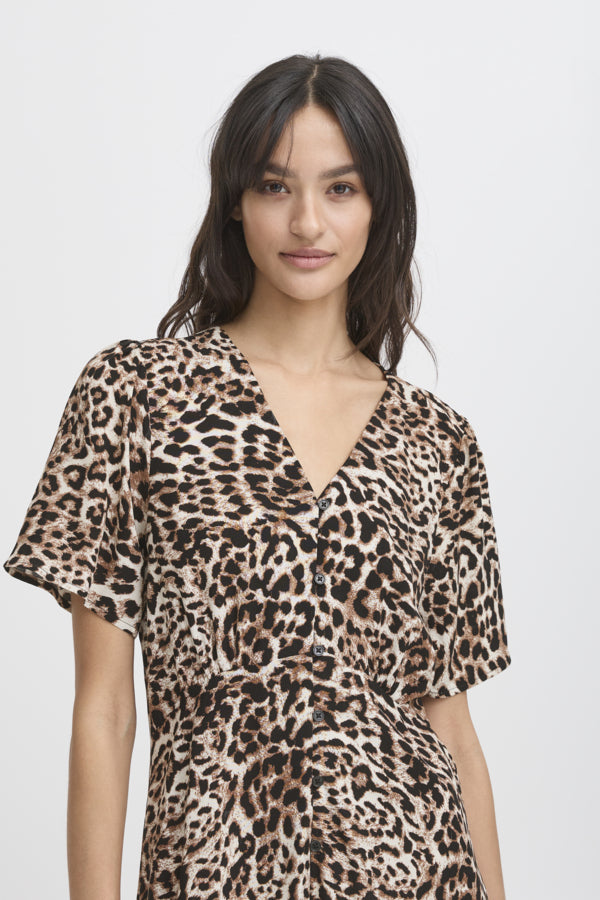 Joella Short Ditsy Dress - Birch Leo