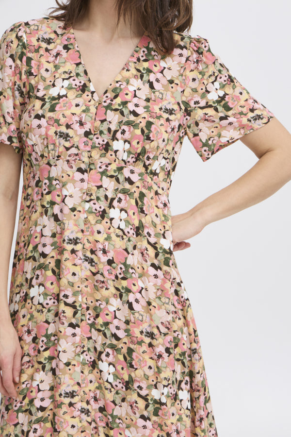 Joella Short Ditsy Dress - Coral Blush Flower