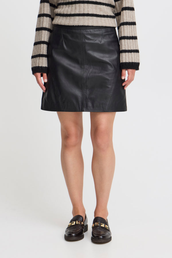Daran Leather Skirt - Black