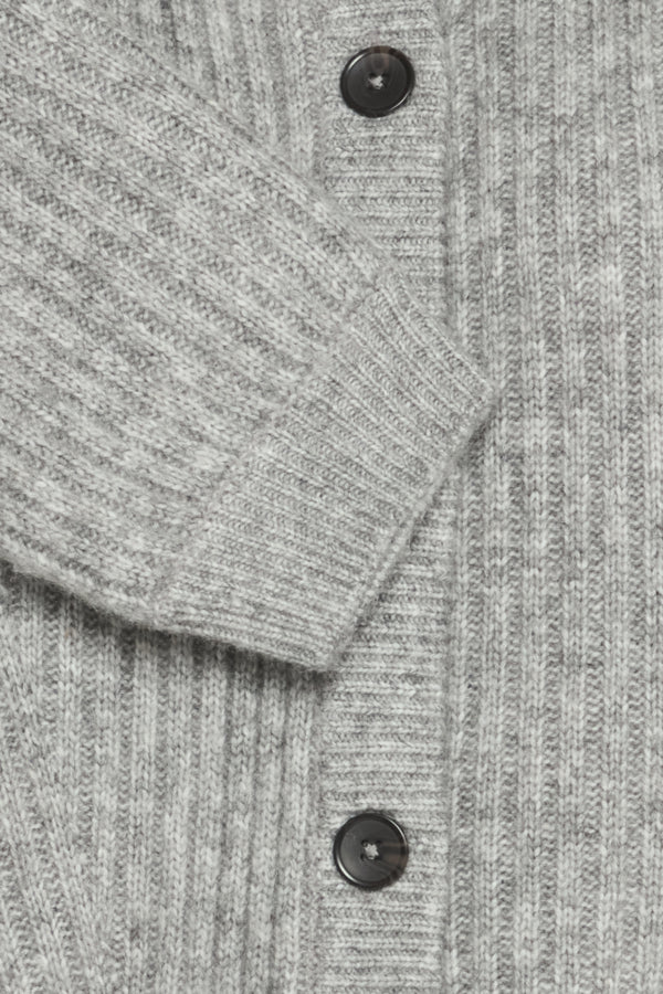 Nello Short Cardigan - Mid Grey Melange