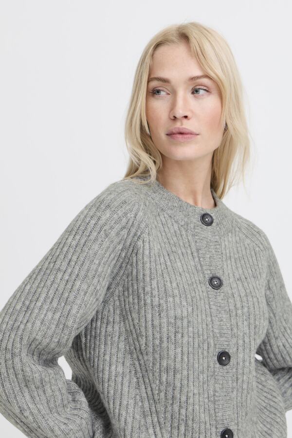 Nello Short Cardigan - Mid Grey Melange