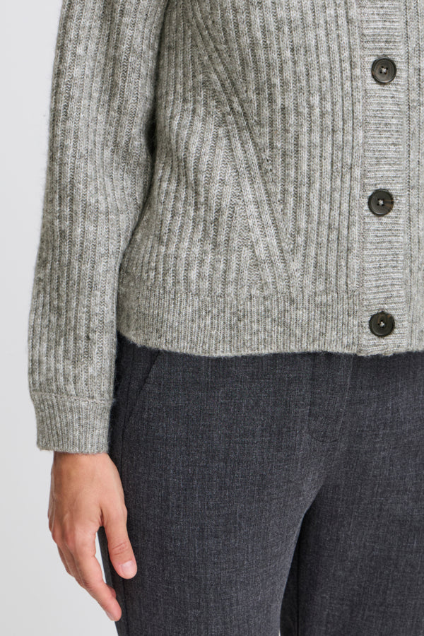 Nello Short Cardigan - Mid Grey Melange