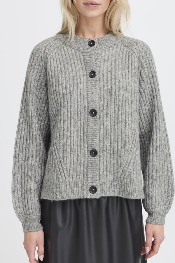 Nello Short Cardigan - Mid Grey Melange