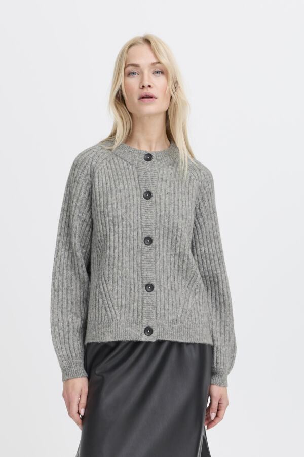 Nello Short Cardigan - Mid Grey Melange