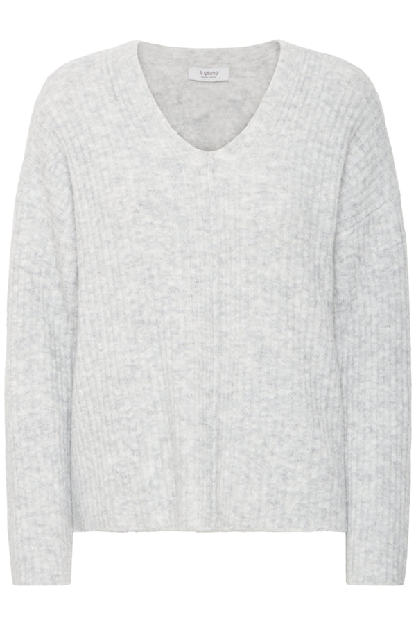 Omea V-Neck Jumper - Light Grey Melange
