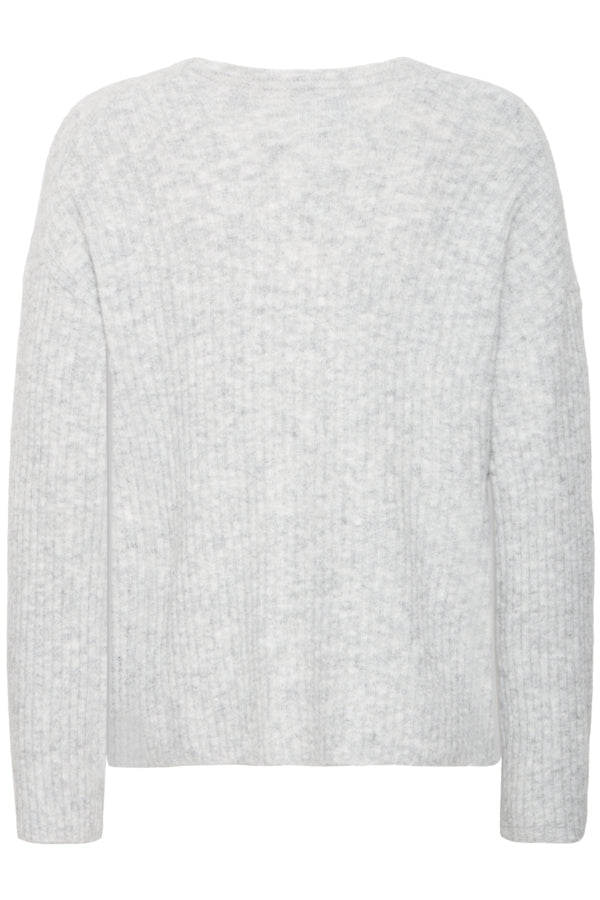 Omea V-Neck Jumper - Light Grey Melange