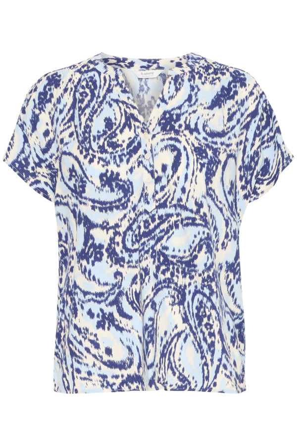 Joella V-Neck Top - Blue Paisley