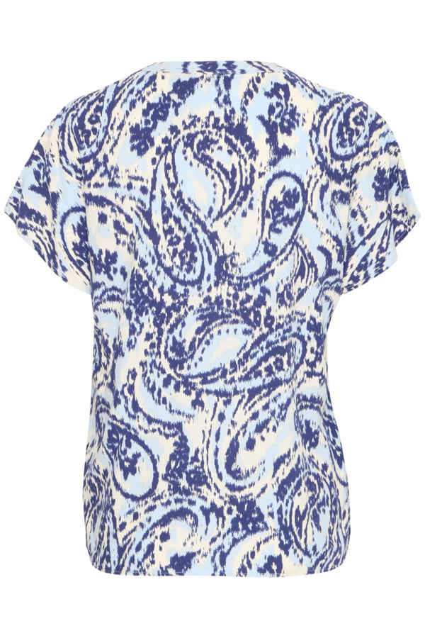 Joella V-Neck Top - Blue Paisley