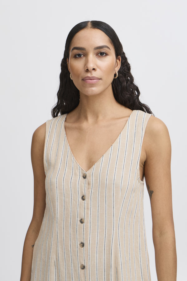 Falakka Button Dress - Humus Stripe Mix