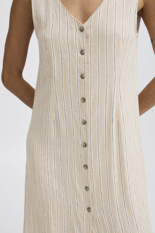 Falakka Button Dress - Humus Stripe Mix