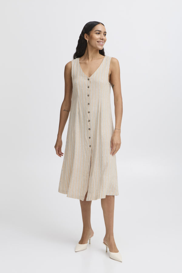 Falakka Button Dress - Humus Stripe Mix