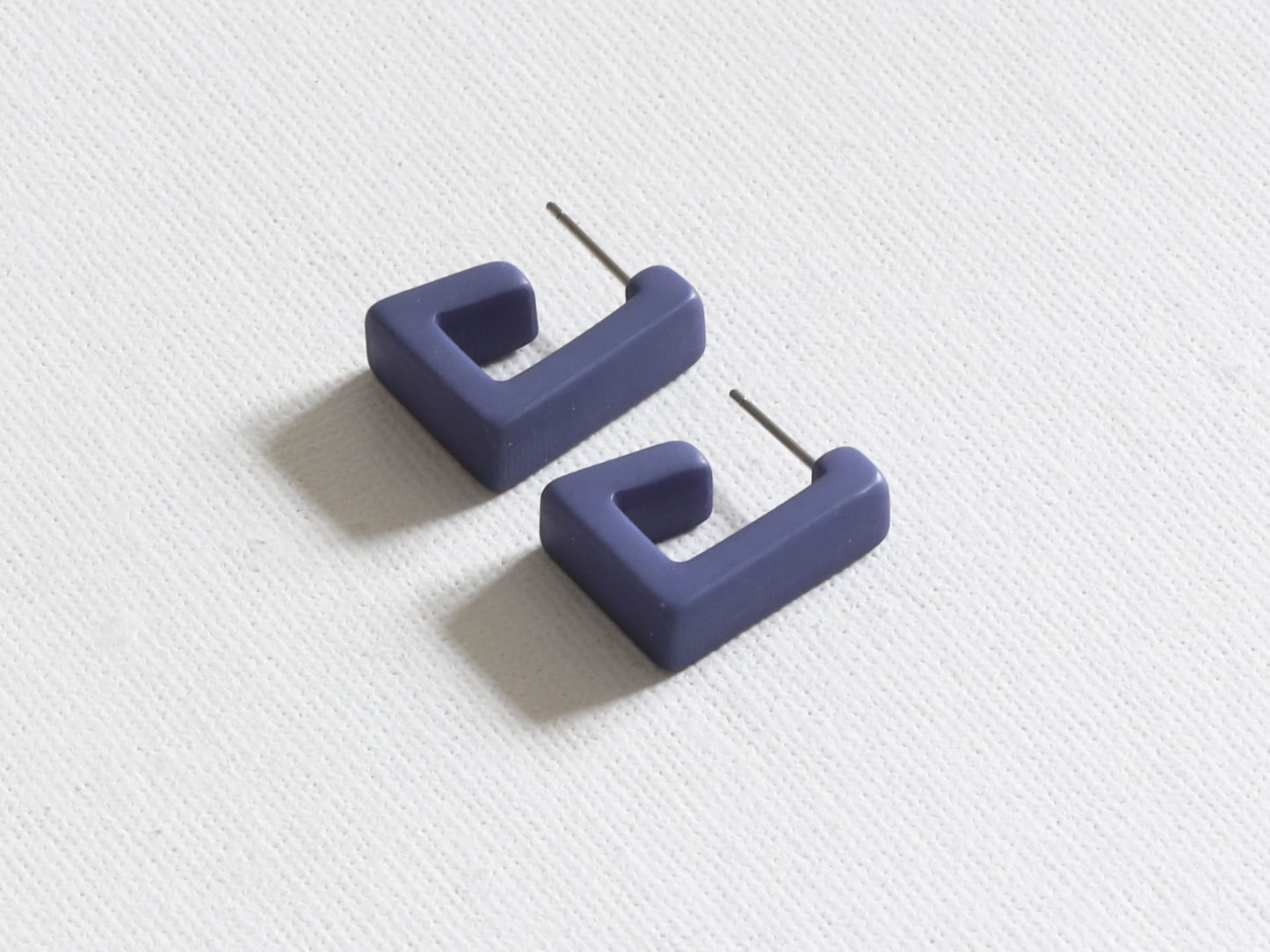 Petra Matte Resin Square Earrings - Navy