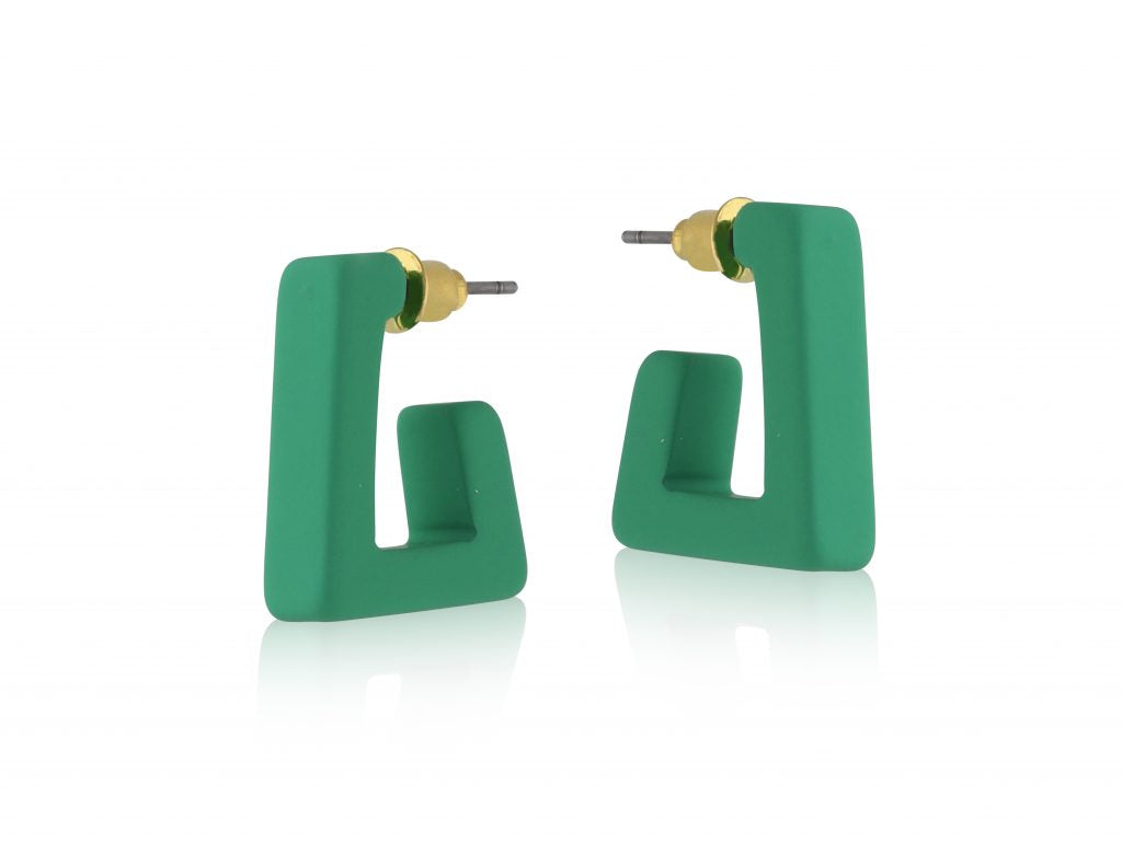 Petra Matte resin Square Earrings - Green